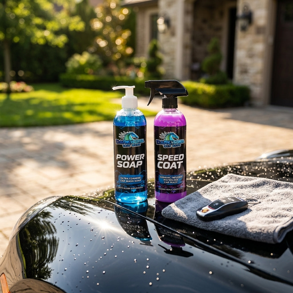 Dark Horse 2-Step System Bundle - Power Soap and Speed Coat on sports car